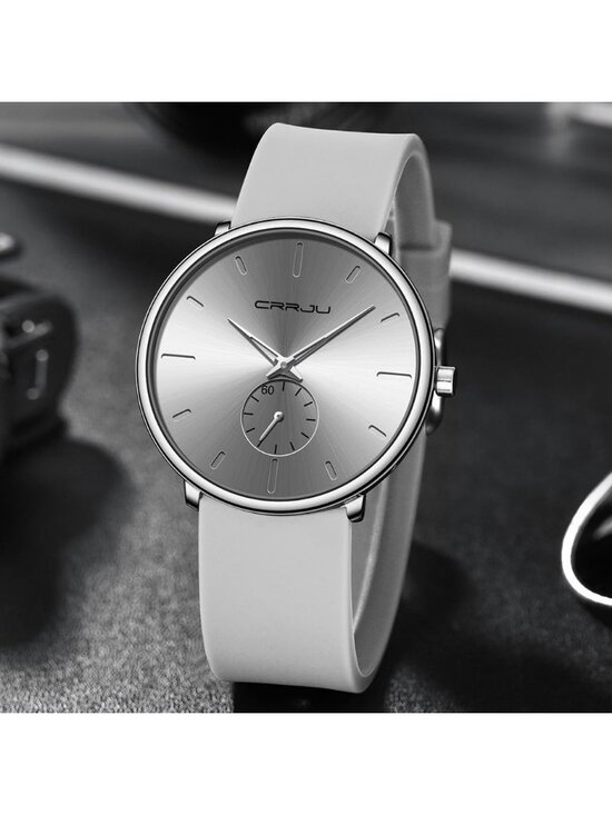 Unisex Grey Casual Stylish Ultra Thin Silicone Band Waterproof Wrist Watch